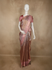 Soft Dusty Rose Copper Geometric Zari Woven Design Tissue Designer Saree with Sequins Border