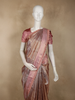 Soft Dusty Rose Copper Geometric Zari Woven Design Tissue Designer Saree with Sequins Border