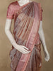 Soft Dusty Rose Copper Geometric Zari Woven Design Tissue Designer Saree with Sequins Border