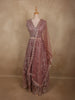Soft Dusty Rose Mauve Pink Zari Embroidered and Stone Embellished Design Net Lehenga With Net Dupatta