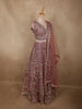 Soft Dusty Rose Mauve Pink Zari Embroidered and Stone Embellished Design Net Lehenga With Net Dupatta