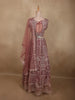 Soft Dusty Rose Mauve Pink Zari Embroidered and Stone Embellished Design Net Lehenga With Net Dupatta