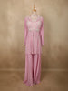 Soft Dusty Rose Pink Floral Beads Embroidered Design Georgette Peplum Palazzo Suit