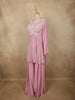Soft Dusty Rose Pink Floral Beads Embroidered Design Georgette Peplum Palazzo Suit