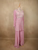 Soft Dusty Rose Pink Floral Beads Embroidered Design Georgette Peplum Palazzo Suit