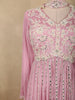 Soft Dusty Rose Pink Floral Beads Embroidered Design Georgette Peplum Palazzo Suit