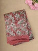 Soft Dusty Rose Pink Floral Printed Design Linen Cotton Saree