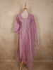 Soft Dusty Rose Pink Floral Sequins and Beads Embroidered Design Organza Salwar Suit