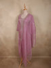Soft Dusty Rose Pink Floral Sequins and Beads Embroidered Design Organza Salwar Suit