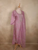 Soft Dusty Rose Pink Floral Sequins and Beads Embroidered Design Organza Salwar Suit