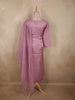 Soft Dusty Rose Pink Floral Sequins and Beads Embroidered Design Organza Salwar Suit
