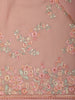 Soft Dusty Rose Pink Floral Thread Embroidered Design Chiffon Saree