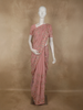Soft Dusty Rose Pink Floral Thread Embroidered Design Chiffon Saree