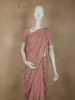 Soft Dusty Rose Pink Floral Thread Embroidered Design Chiffon Saree