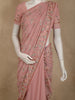 Soft Dusty Rose Pink Floral Thread Embroidered Design Chiffon Saree