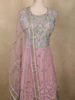 Soft Dusty Rose Pink Floral Thread and Mirror Embroidered Design Net Anarkali Gown with Dupatta
