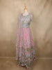 Soft Dusty Rose Pink Floral Thread and Mirror Embroidered Design Net Anarkali Gown with Dupatta