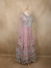 Soft Dusty Rose Pink Floral Thread and Mirror Embroidered Design Net Anarkali Gown with Dupatta