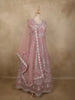 Soft Dusty Rose Pink Floral Thread and Mirror Embroidered Design Net Anarkali Gown with Dupatta