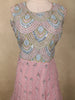 Soft Dusty Rose Pink Floral Thread and Mirror Embroidered Design Net Anarkali Gown with Dupatta