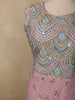 Soft Dusty Rose Pink Floral Thread and Mirror Embroidered Design Net Anarkali Gown with Dupatta