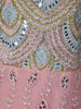 Soft Dusty Rose Pink Floral Thread and Mirror Embroidered Design Net Anarkali Gown with Dupatta