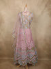 Soft Dusty Rose Pink Floral Thread and Mirror Embroidered Design Net Anarkali Gown with Dupatta