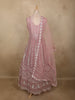 Soft Dusty Rose Pink Floral Thread and Mirror Embroidered Design Net Anarkali Gown with Dupatta
