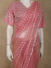 Soft Dusty Rose Pink Heavy Sequins and Beads Embroidered Design Net Designer Saree with Blouse
