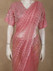 Soft Dusty Rose Pink Heavy Sequins and Beads Embroidered Design Net Designer Saree with Blouse
