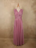 Soft Dusty Rose Pink Solid Design Shimmer Glitter Party Wear Gown