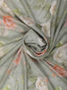Soft Dusty Sage Green Floral Printed Design Chiffon Fancy Saree with Thread Work Border