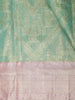 Soft Emerald Green Floral Zari Woven Design Pure Kanchipuram Silk Saree with Contrast Zari Border