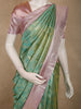 Soft Emerald Green Floral Zari Woven Design Pure Kanchipuram Silk Saree with Contrast Zari Border