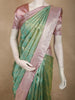 Soft Emerald Green Floral Zari Woven Design Pure Kanchipuram Silk Saree with Contrast Zari Border