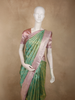 Soft Emerald Green Floral Zari Woven Design Pure Kanchipuram Silk Saree with Contrast Zari Border