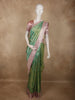 Soft Emerald Green Floral Zari Woven Design Pure Kanchipuram Silk Saree with Contrast Zari Border
