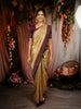 Soft Golden Beige Butta Woven Design Pure Tussar Saree with Contrast Border