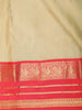 Soft Golden Beige Butta Zari Woven Design Pure Kanchipuram Silk Saree with Contrast Zari Border