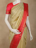 Soft Golden Beige Butta Zari Woven Design Pure Kanchipuram Silk Saree with Contrast Zari Border