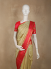 Soft Golden Beige Butta Zari Woven Design Pure Kanchipuram Silk Saree with Contrast Zari Border