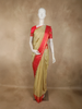 Soft Golden Beige Butta Zari Woven Design Pure Kanchipuram Silk Saree with Contrast Zari Border