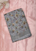 Soft Grey Floral Printed Design Linen Cotton Saree
