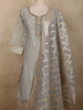 Soft Grey Floral Zari Woven Design Organza Straight Cut Salwar Suit with Dupatta