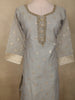 Soft Grey Floral Zari Woven Design Organza Straight Cut Salwar Suit with Dupatta