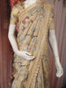 Soft Honey Beige Animal and Birds Motif Design Tussar Saree with Floral Border