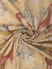Soft Honey Beige Animal and Birds Motif Design Tussar Saree with Floral Border