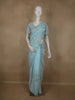 Soft Ice Blue Sequin and Beads Embroidered Design Organza Designer Saree with Designer Border