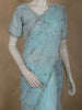 Soft Ice Blue Sequin and Beads Embroidered Design Organza Designer Saree with Designer Border