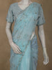 Soft Ice Blue Sequin and Beads Embroidered Design Organza Designer Saree with Designer Border